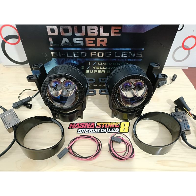 FOGLAMP BILED AES 3 INCH AES DOUBLE LASER KUNING SEMUA MOBIL