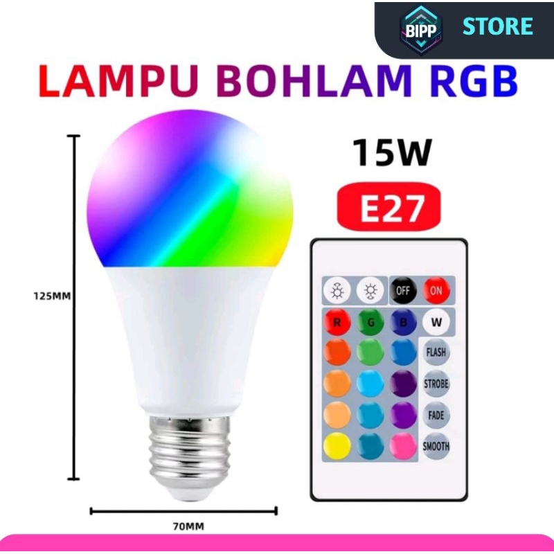 BIPPRO - RGB E27 LED BULB 15W / 15 WATT REMOTE · Lampu Background Live Background Video Lampu Backgr