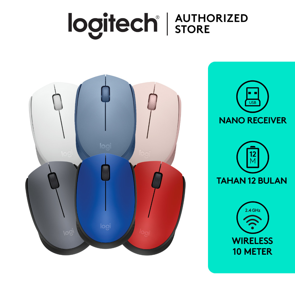 Logitech M171 Mouse Wireless untuk Komputer/ Computer, Laptop Windows, Mac, ChromeOS dilengkapi deng