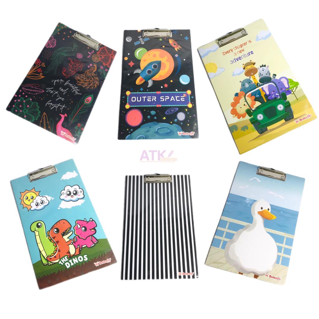 

Butterfly - Clipboard Bermotif Random Lucu Papan Jalan F4 - Pcs