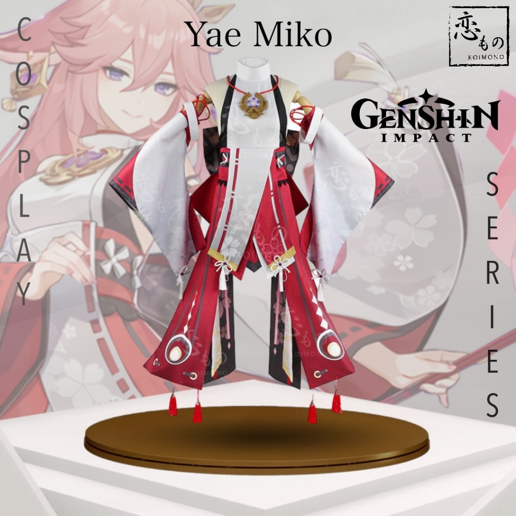 【Ready Stock】KOIMONO Yae Miko Genshin Impact Default Costume Cosplay Set Wig / Set Kostum Cosplay Ya