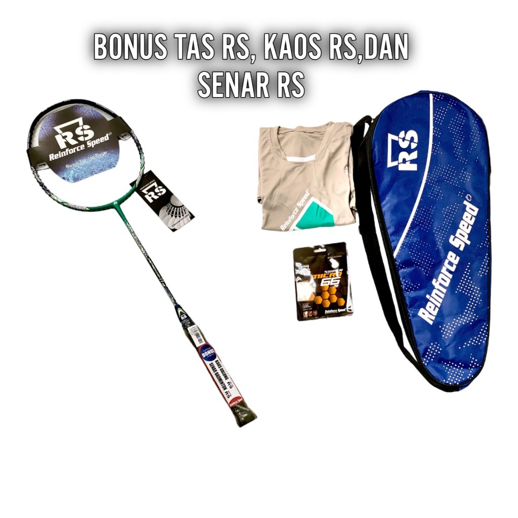 ( Bonus Tas RS, Kaos RS & Senar RS )  Raket Badminton/ Bulu Tangkis RAINFORCE SPEED/RS Metric Power 