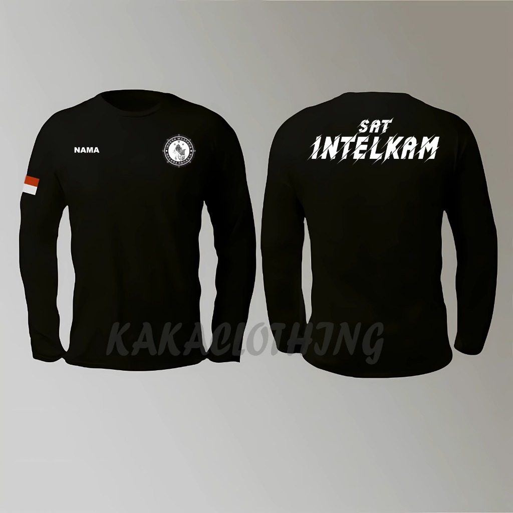 KAOS LENGAN PANJANG SAT INTELKAM WARNA HITAM TERBARU