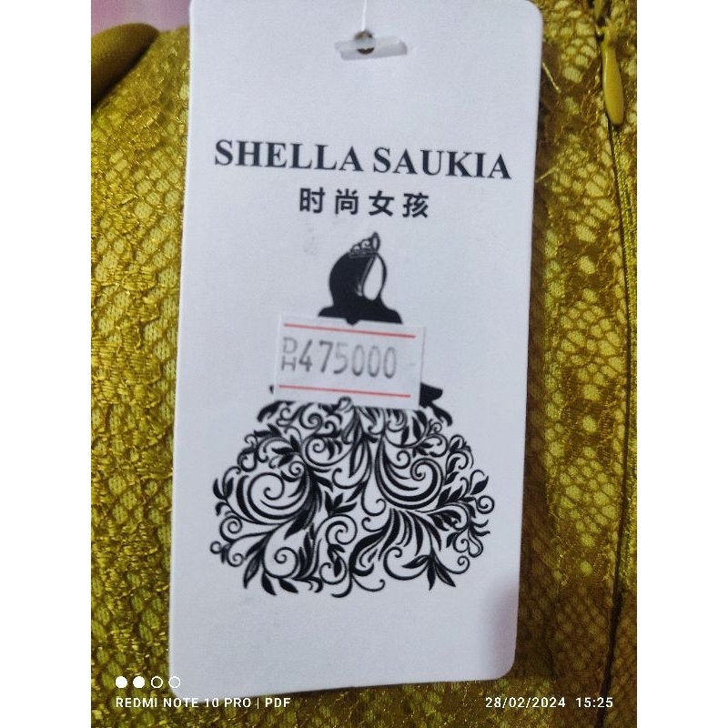 shella saukia gamis full bukat / gamis suede tebal full printing brand shella saukia