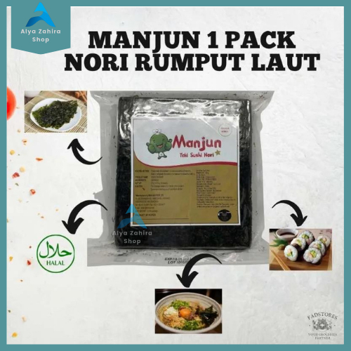 

Manjun Nori HALAL Seaweed Rumput Laut Sushi Gimbap Korean Yaki Sushi Nori