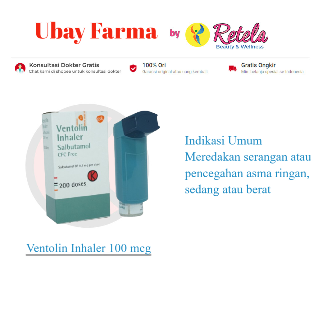 Ventolin Inhaler 100 mcg 200 Doses / Salbutamol / Asma