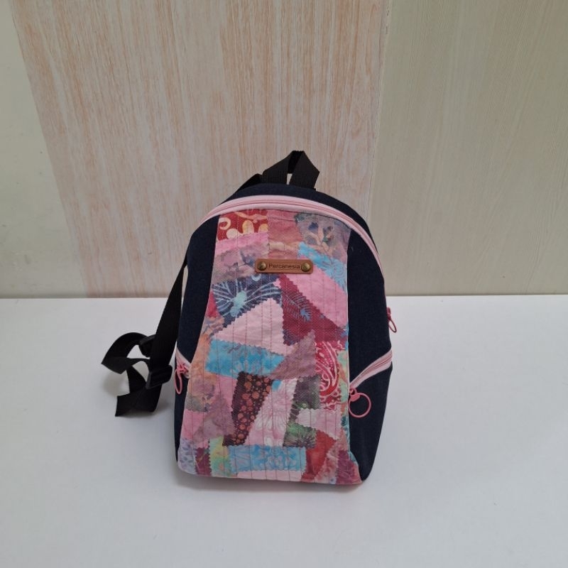 Percanesia Tas Ransel Denim Kombinasi Perca
