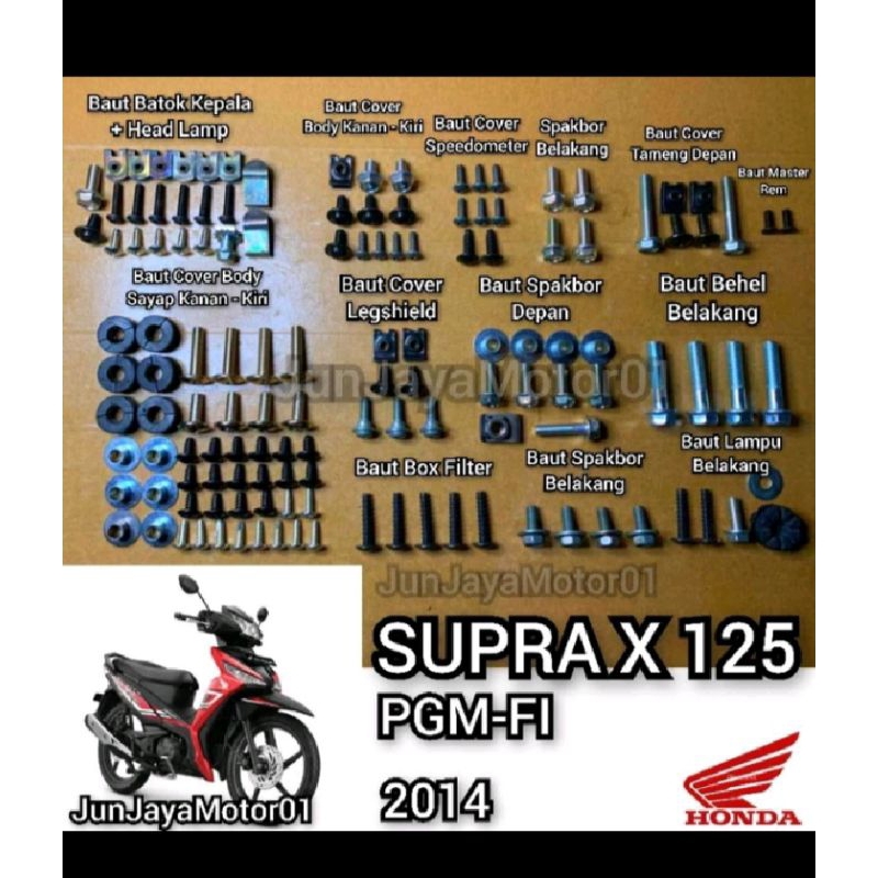 baut FULLSET Honda Supra x 125 FI terlengkap / baut lengkap Supra x 125 FI