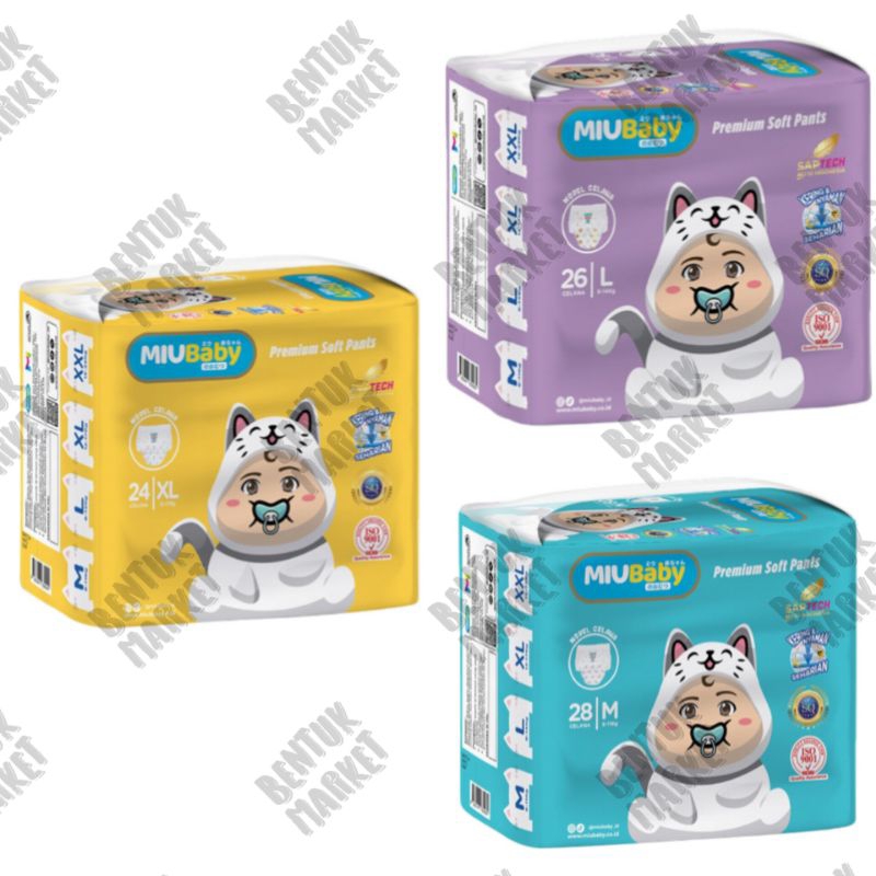 MIU Baby Popok Celana Bayi Premium Soft M28 L26 XL24 / Popok Bayi / Popok Celana