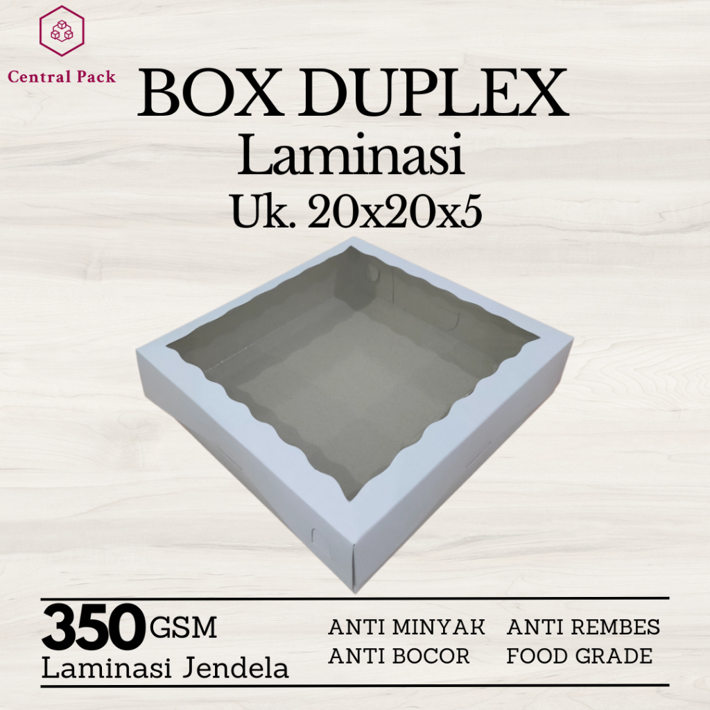 

Dus Kue Brownies Box Duplex Laminasi Jendela 20x20x5