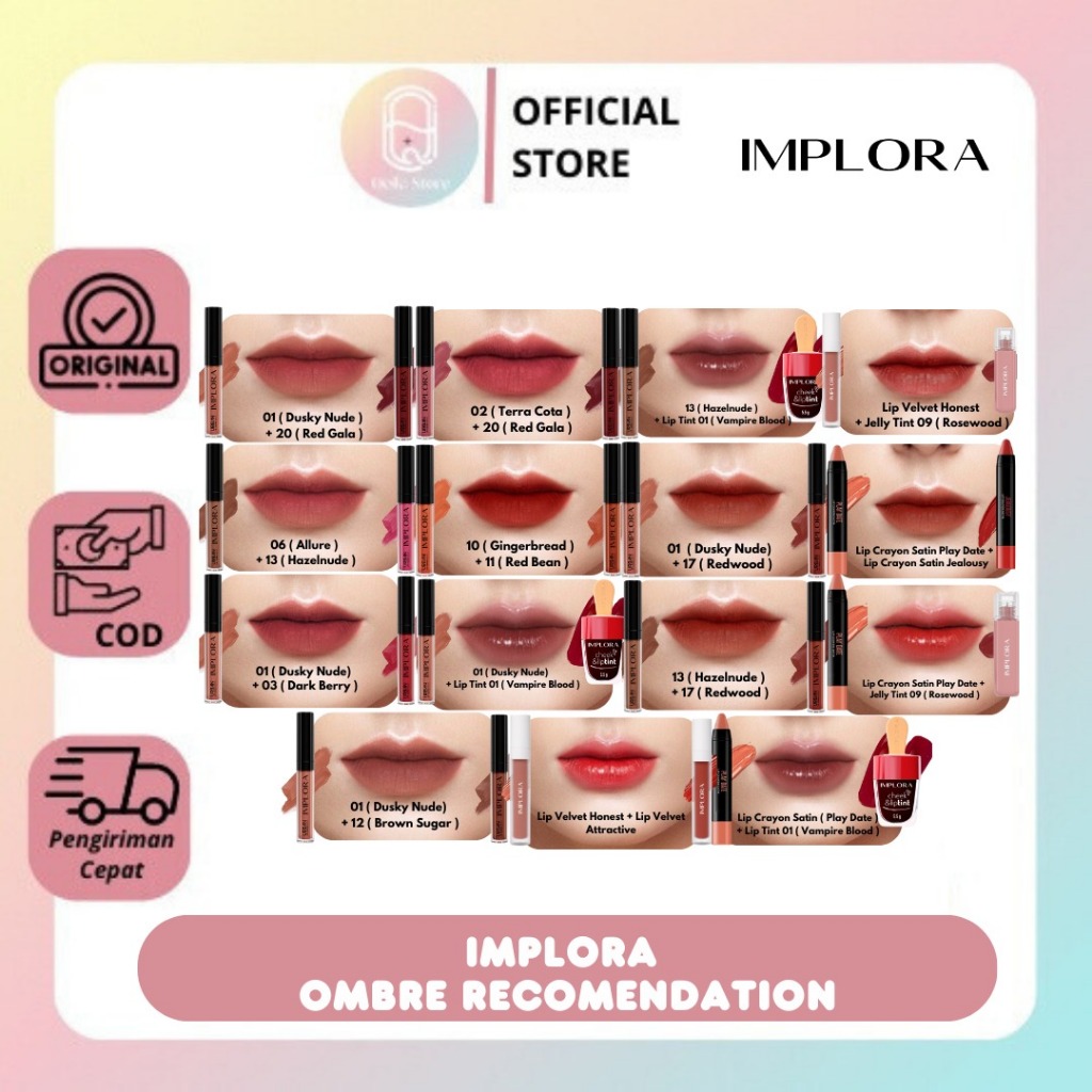 Qeila - Ombre Implora Urban Cream Matte + Implora Lip Velvet + Implora Lip Tint