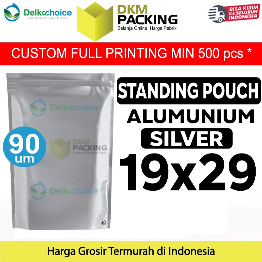 

Standing Pouch Silver Alu Foil Kemasan Makanan Snack Cemilan 19x29cm Delkochoice