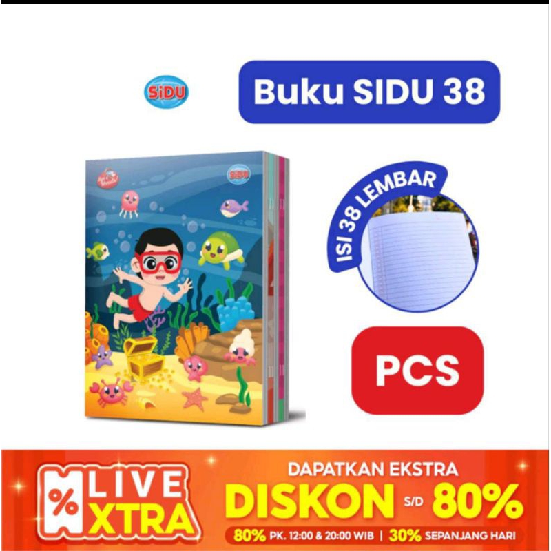 

(1 pak) Buku tulis sidu 38 lembar isi 10/buku sinar dunia/buku tulis sekolah motif animasi ATK