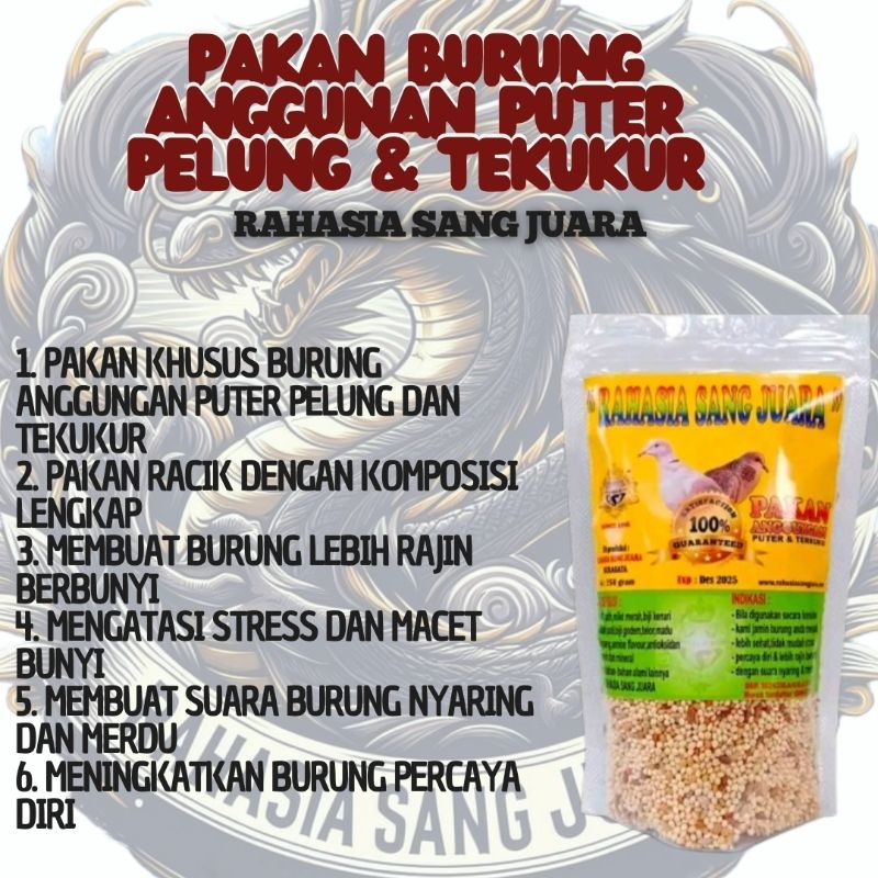 PAKAN BURUNG ANGGUNAN PUTER PELUNG DAN TEKUKUR 250gr