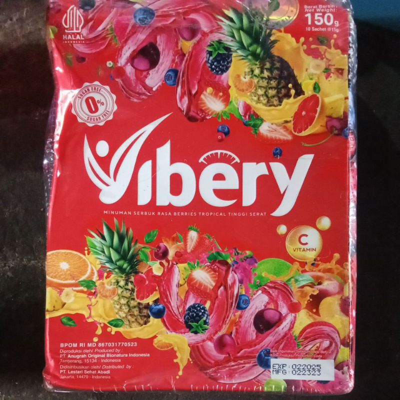 

V!bery Minuman serbuk rasa Berries tropical tinggi serat 150g (10sachet @15g)