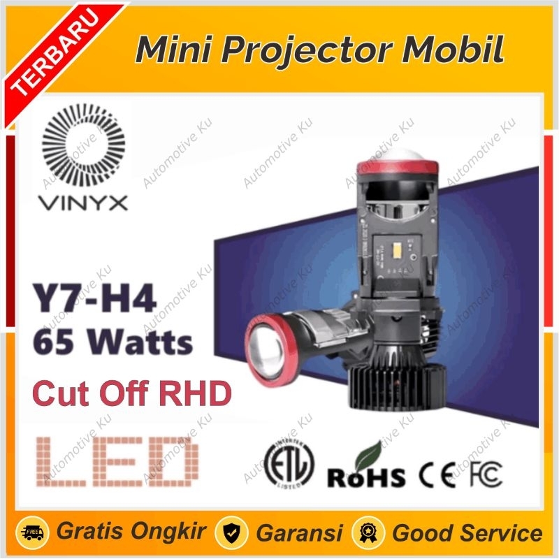 Y7 H4 VINYX MINI PROJIE LENSA LAMPU UTAMA RASA BILED KAKI 4 MOBIL MOTOR 65 WATT ORIGINAL SUPER TERAN