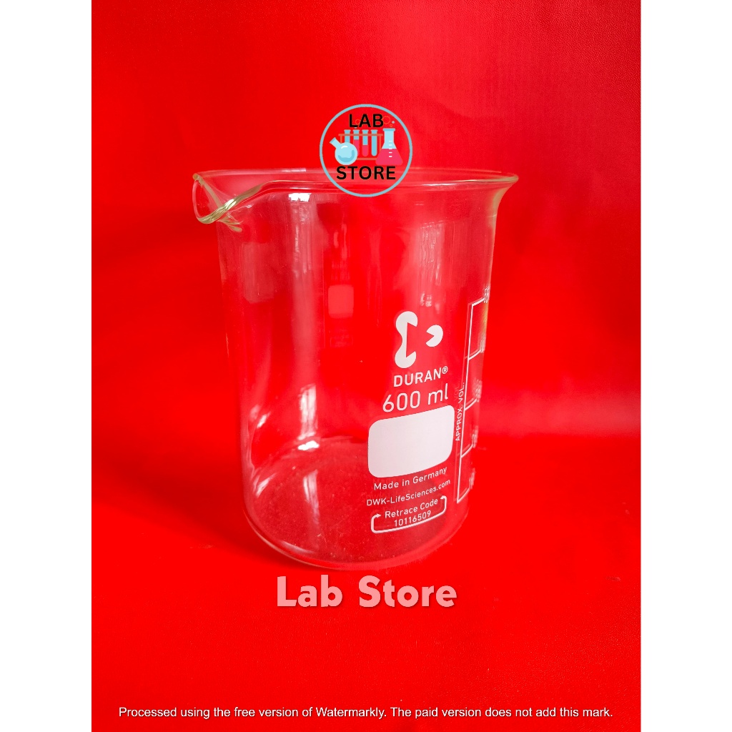 Beaker / Beaker 600ml Duran / Beaker Glass 600ml / Gelas Kimia 600ml Duran
