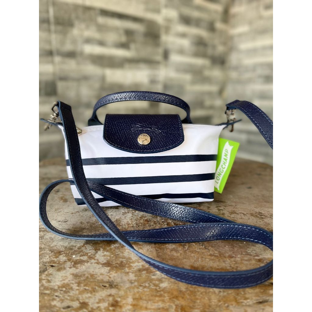 Longchamp Premium - Tas Sling Wanita Tas Sling Longchamp Small Navy White