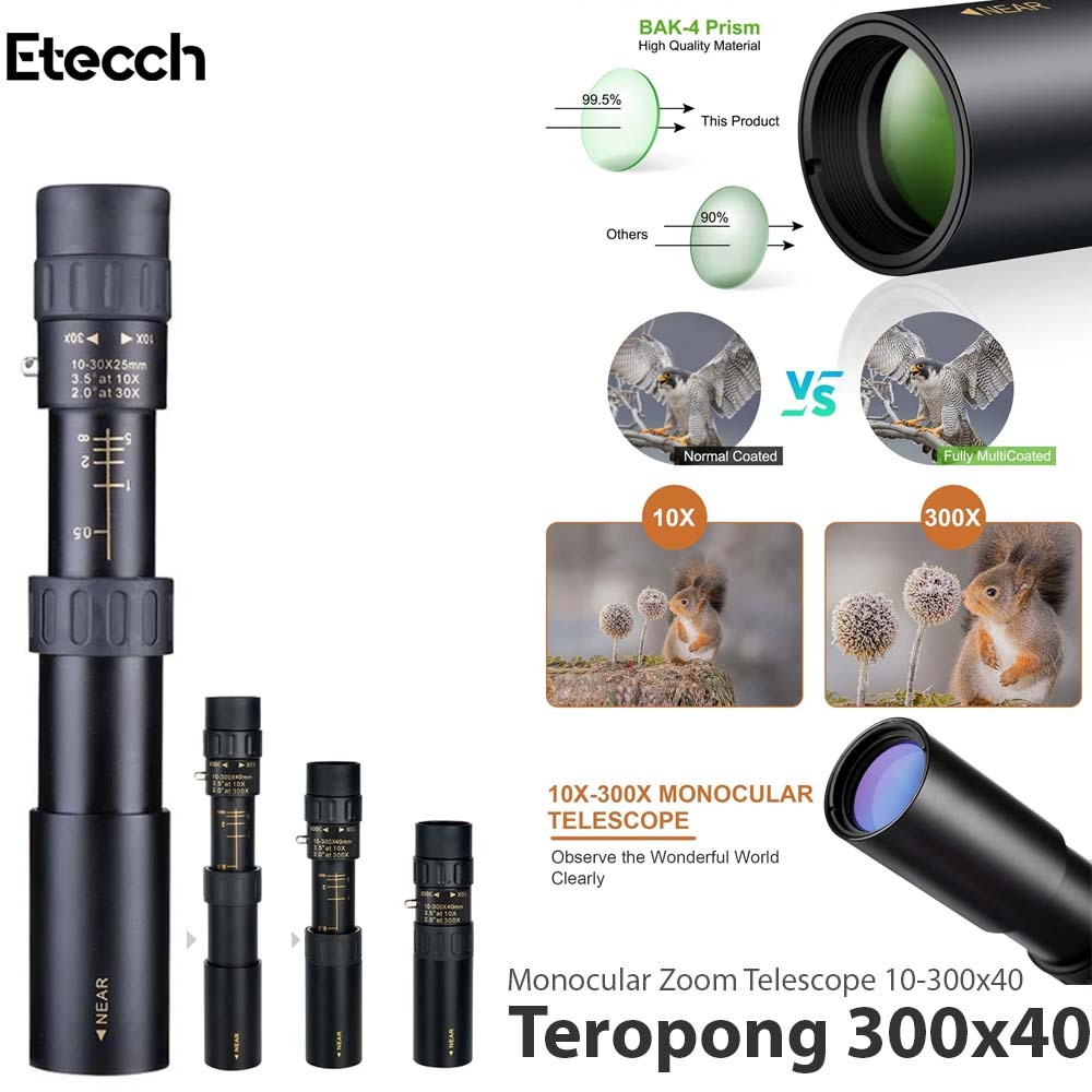 Monocular Zoom Telescope 10-300x40 - Black