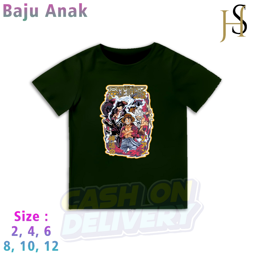 Hosin Shop - KAOS ANAK - KAOS SABLON PRINT ONE PIECE KUNING - KAOS PREMIUM ANAK - BAJU UNTUK ANAK PR
