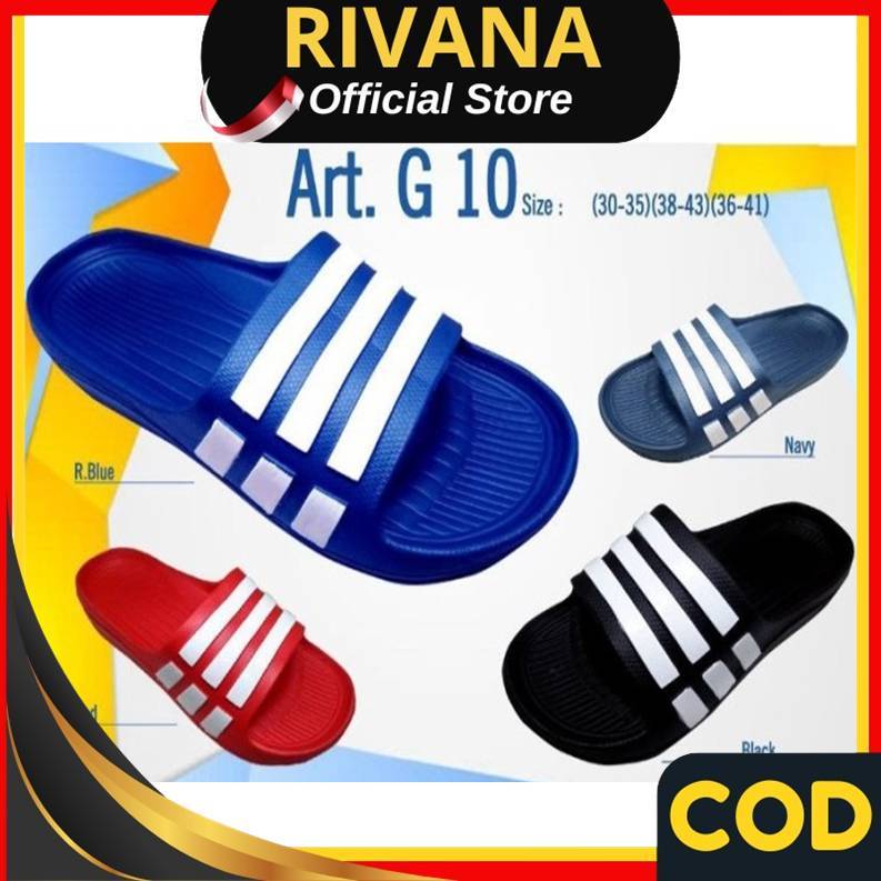 Sendal Slip On Shevano G 10 Sandal Slop Garis 3 Aneka Warna Rubber Jelly Original