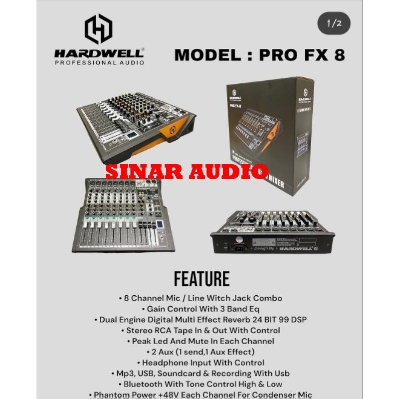 MIXER HARDWELL PRO FX8 MIXER PROFX8 / PRO FX 8 HARDWELL ORIGINAL