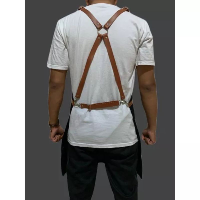 Strap x tali celemek / apron tali webing model x tali kulit sintetis