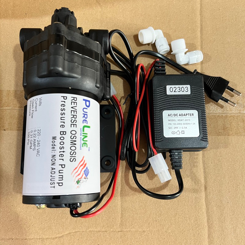 Pompa RO Pureline / Micron 24v + Adaptor / Mesin Pompa Booster RO 24v