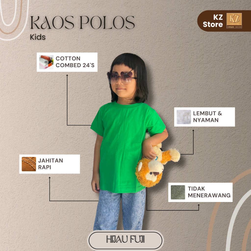 Kaos Oblong Anak Combed 24's Hijau Fuji