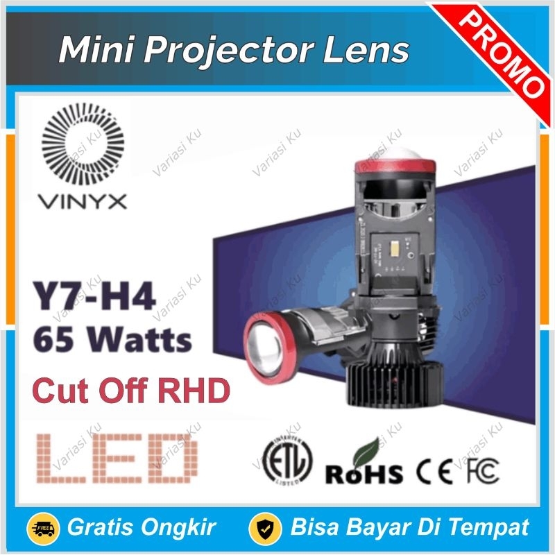 Y7 H4 VINYX MINI PROJIE LENSA LAMPU UTAMA RASA BILED KAKI 4 MOBIL MOTOR 65 WATT ORIGINAL SUPER TERAN