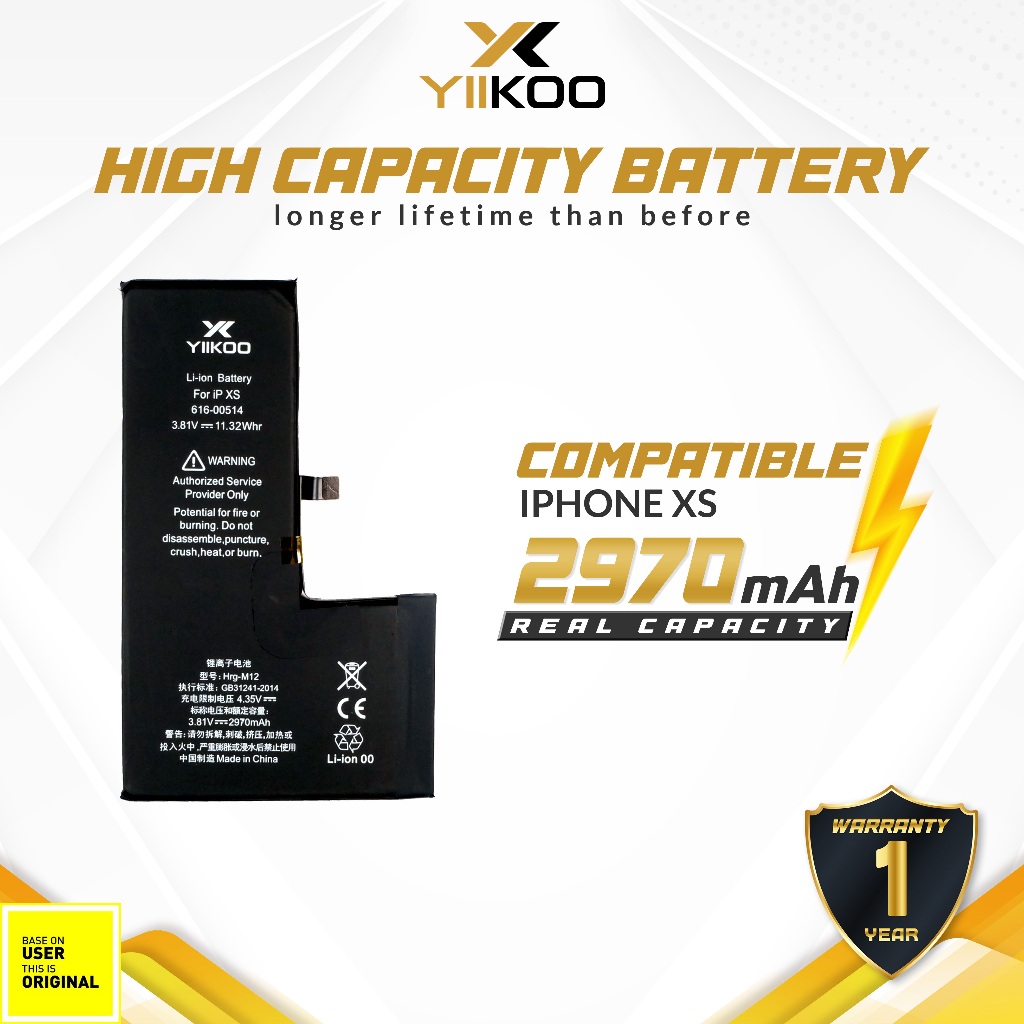 YIIKOO Baterai Iphone XS High Capacity Battery Batre Batrai Dual Double Power HP Handphone Apple Ip 