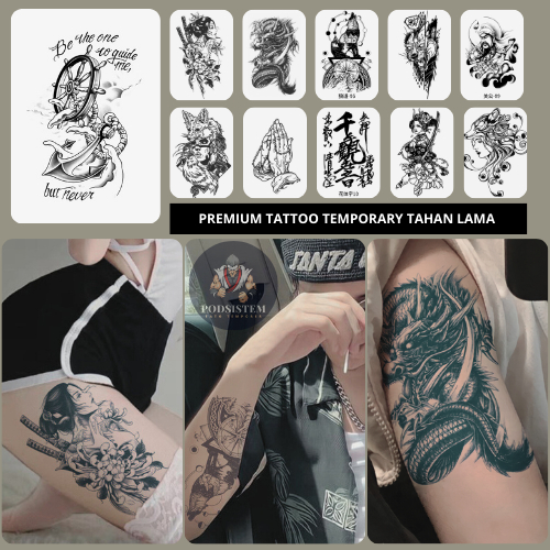 PREMIUM TATTOO TEMPORARY FRUIT INK 11x18 CM TAHAN LAMA 15 HARI TATO TEMPORER SEMI PERMANEN AWET ANTI
