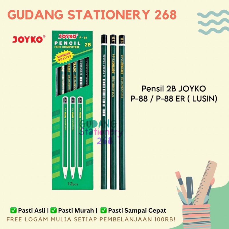 

Pensil 2B JOYKO P-88 P-88ER / Pencil 2B JOYKO P-88 P-88ER ( LUSIN)