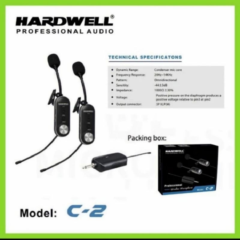 Mic wireless Hardwell C2 Mic clip on mic iman Hardwell original