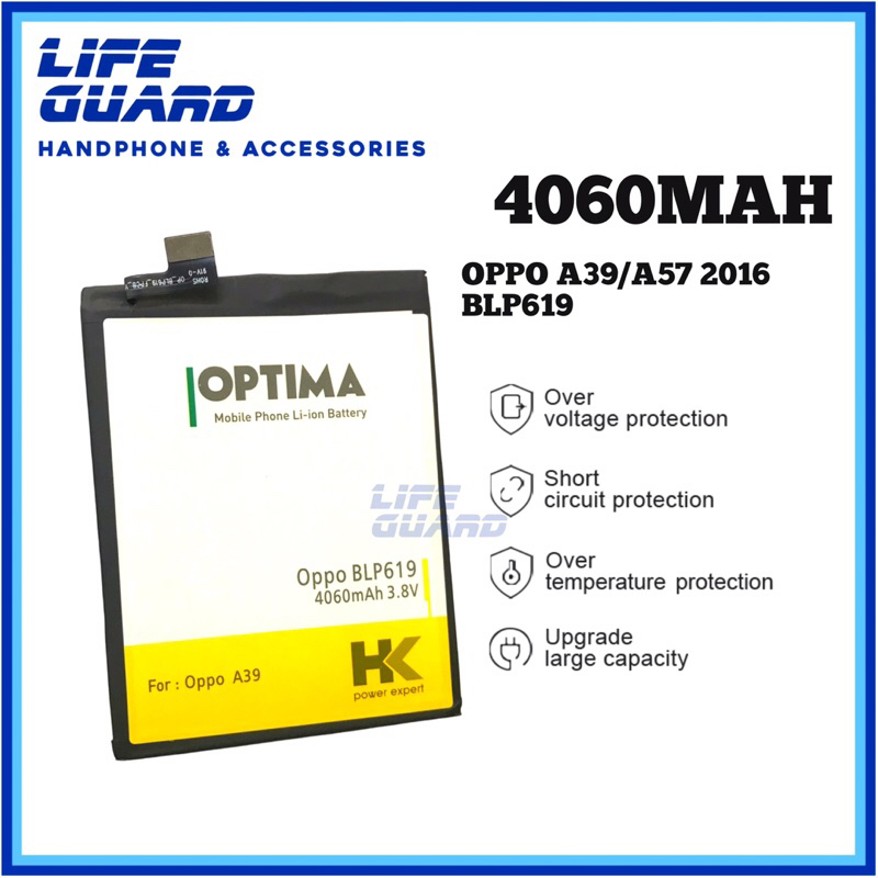 BATERAI HK OPTIMA OPPO A39 | A57 2016 BLP619 4060MAH 3.85V BATRE DOUBLE IC