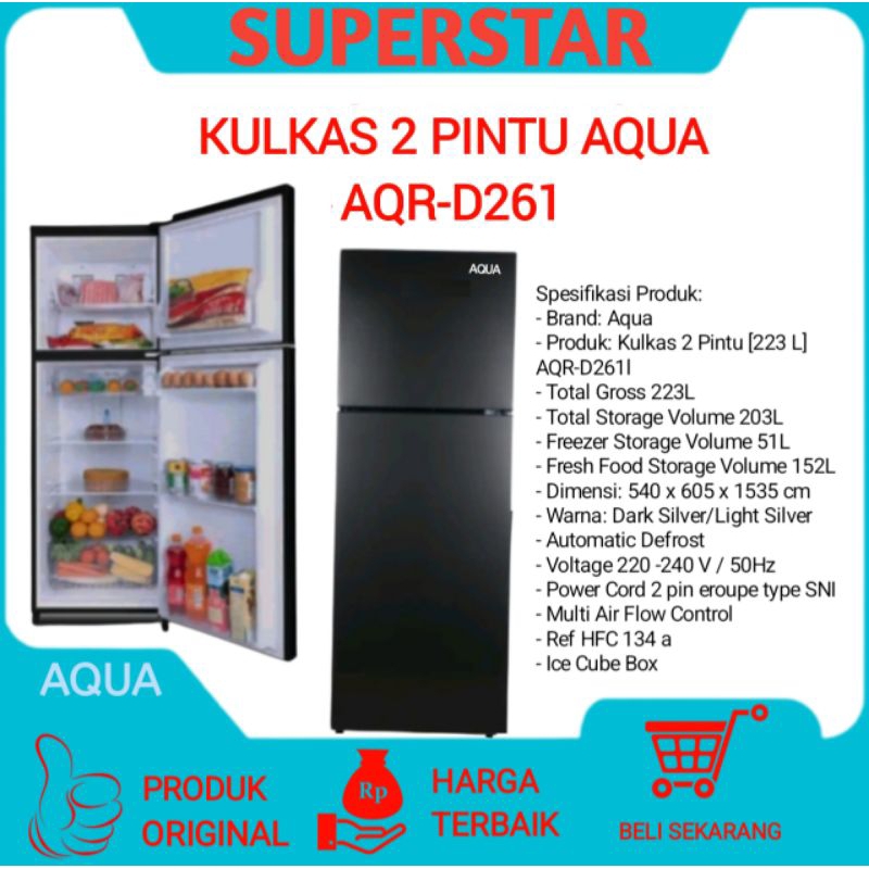 Kulkas Aqua Aqr-261 Kulkas 2 Pintu Aqua AQR-261