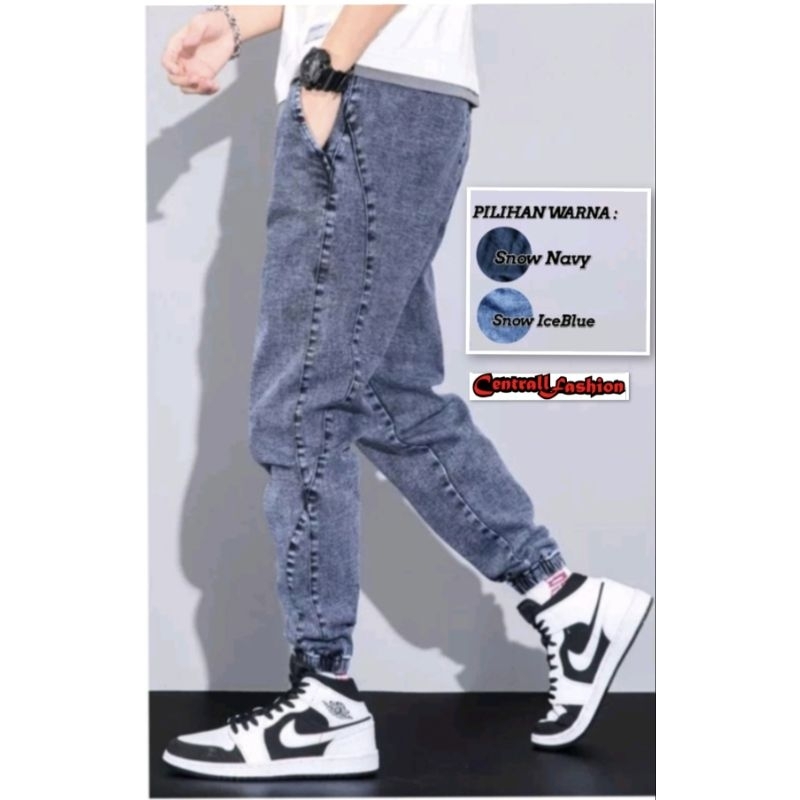 CELANA JEANS JOGGER PRIA TEBAL