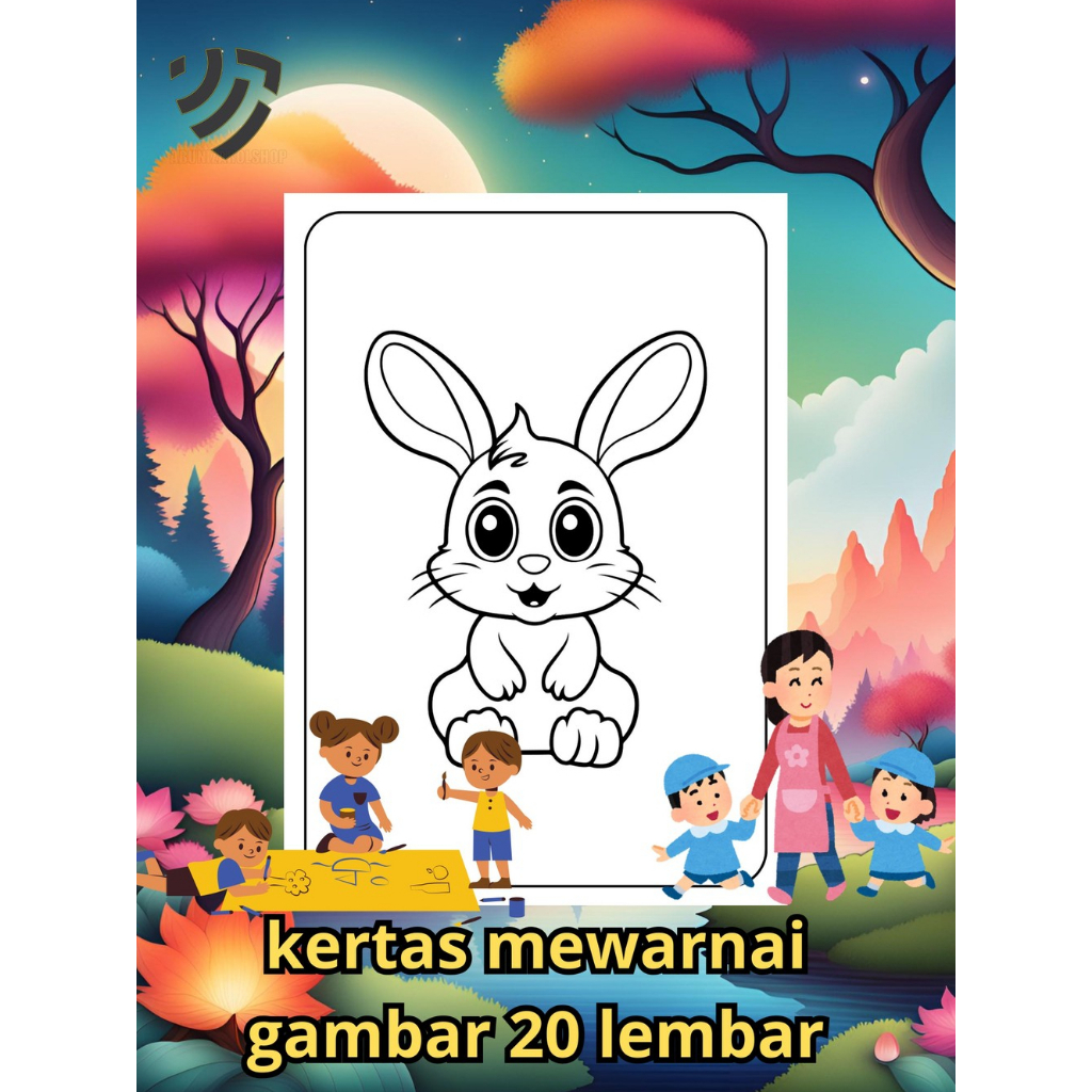 

kertas gambar mewarnai tema hewan 20 lembar dan bonus pensil 12 warna