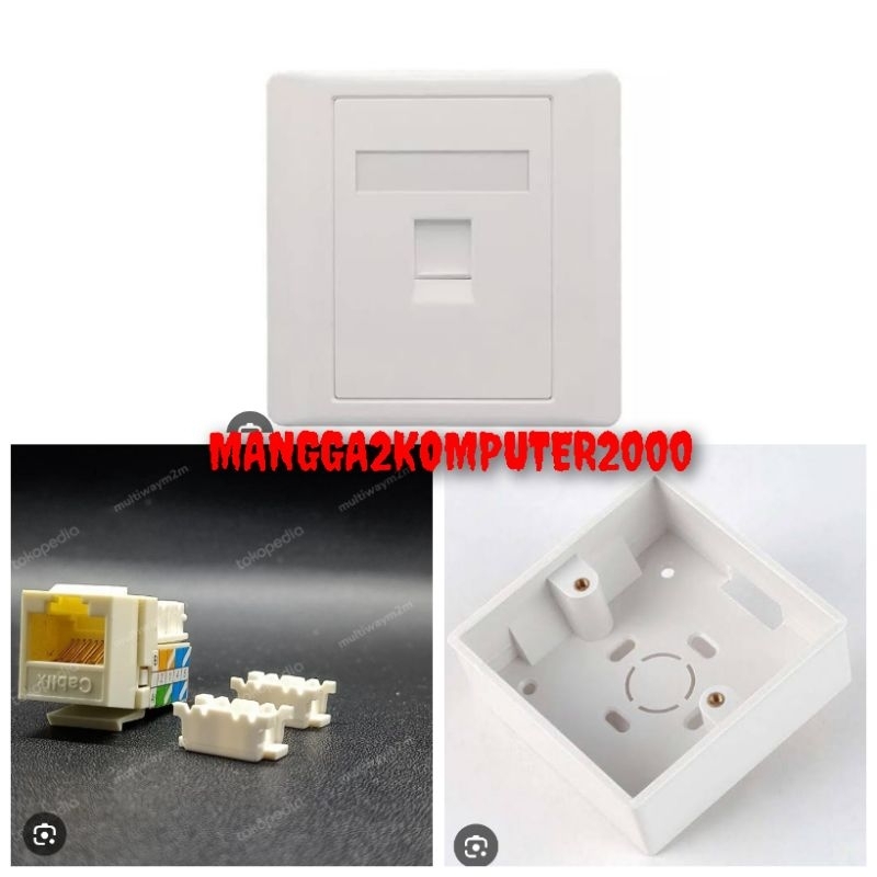paket faceplate rj45 cat6e+modular rj45 cat6e cablix+outbow