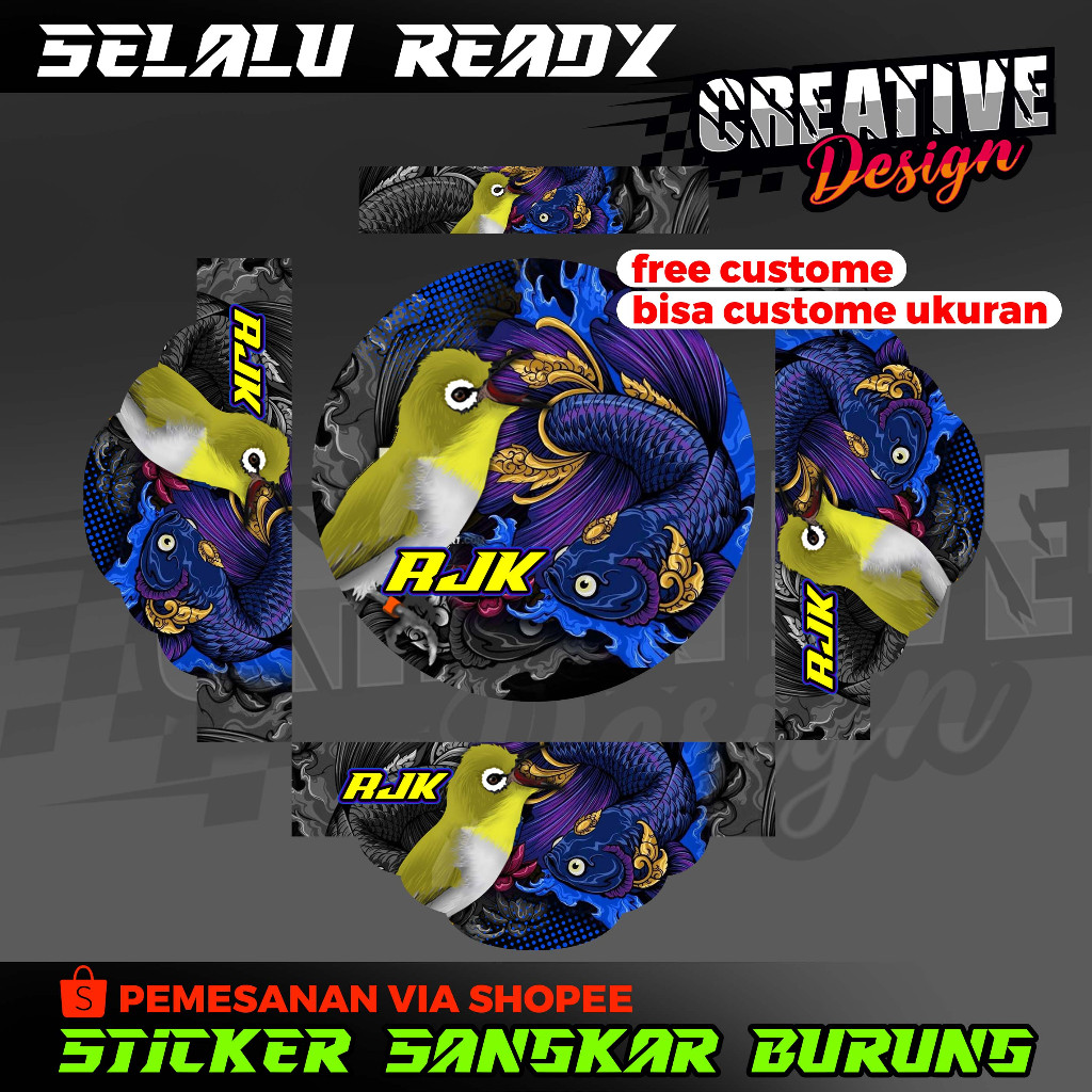 STICKER SANGKAR PLECI HELOPET BURUNG PLECI DAN CUPANG
