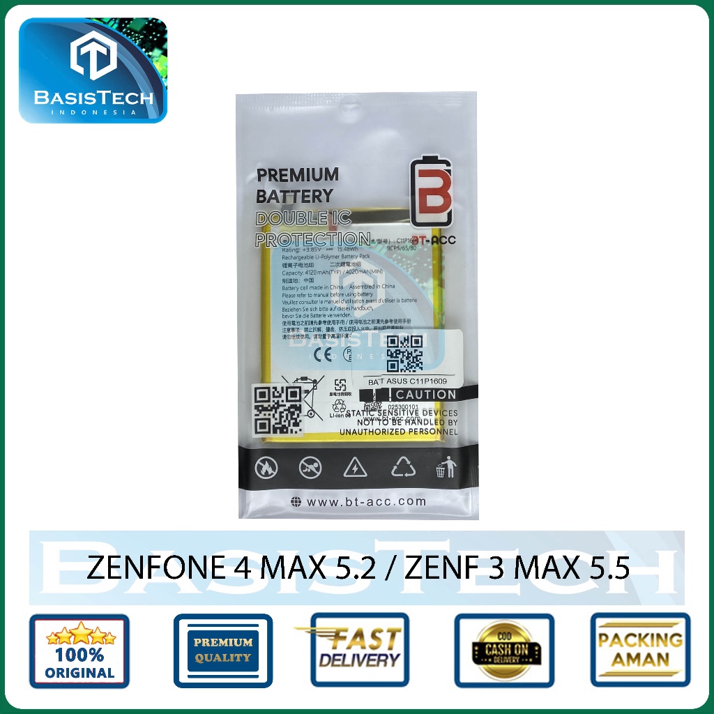 BATERAI ASUS ZENFONE 4 MAX 5.2 ZC520KL X00HD - ZENFONE 3 MAX 5.5 ZC553KL X00DD C11P1609 - BT-ACC DOU