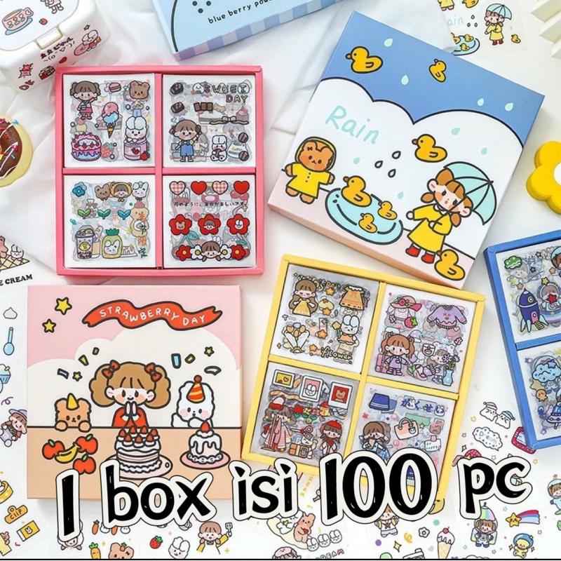 

sticker aesthetic - diy project sticker set box multi surface cute stickers korea style stickers tempelan diy