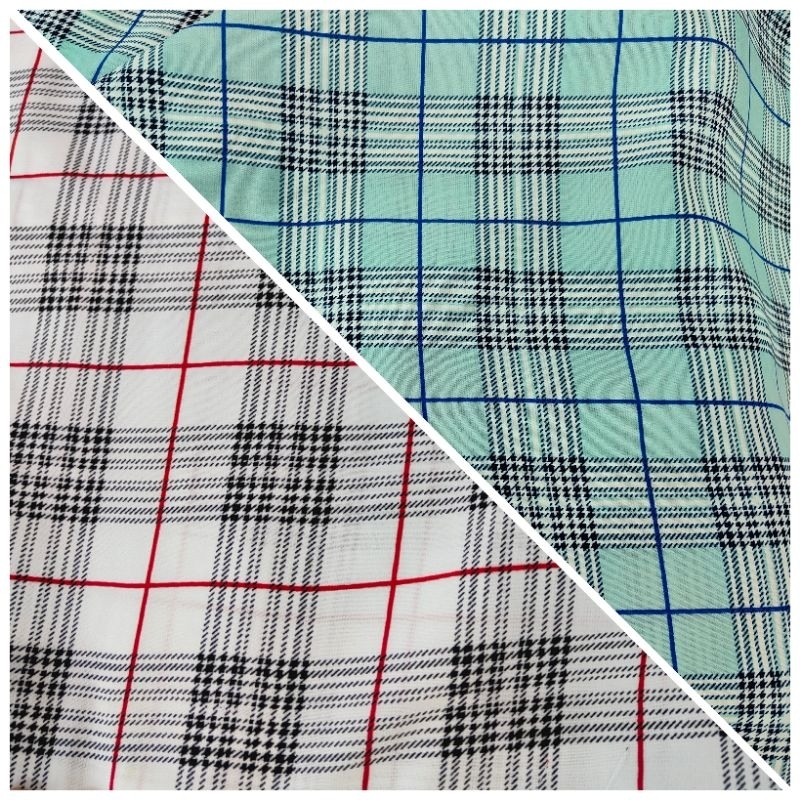 Kain Woolpeach Wolfis Lebar 150 cm Motif Kotak (Harga per 0,5m)