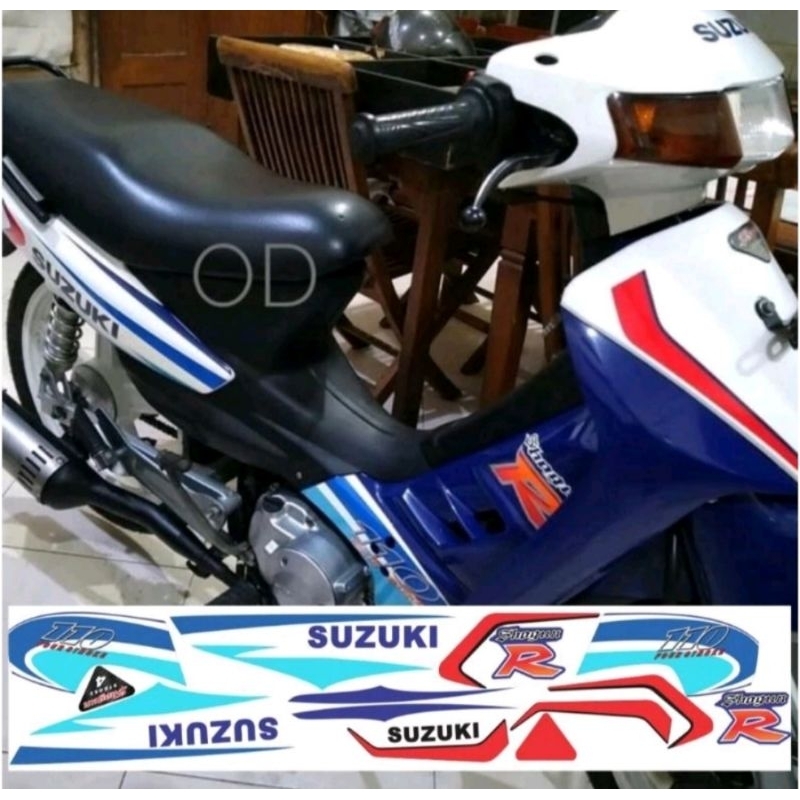 STIKER STRIPING SHOGUN LAMA 2000 KEBO BIRU PUTIH LIMITED EDITION