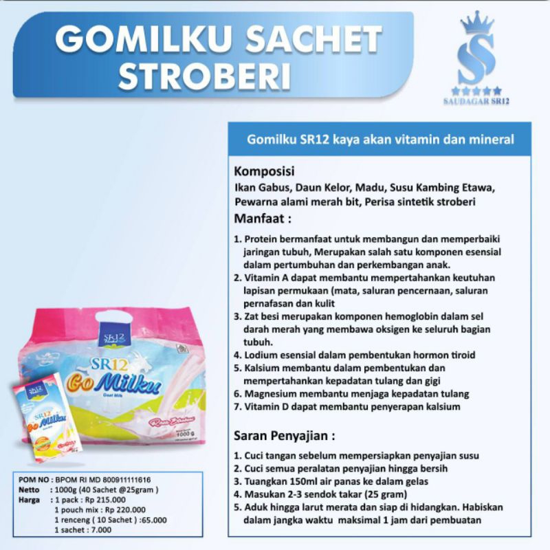 

Gomilku sachet stroberi isi 40 sachet