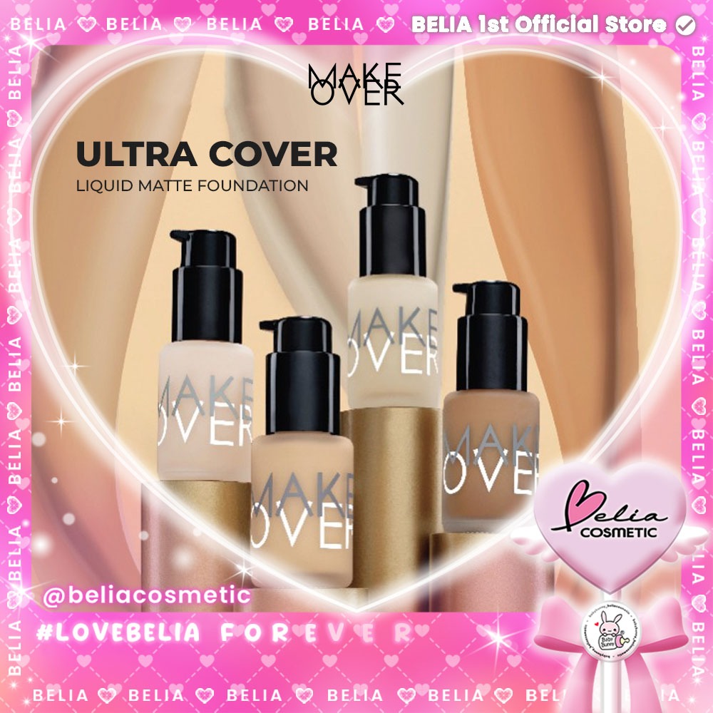 [ BELIA ] Make Over Ultra COver Liquid Matt Foundation (makeover) 33ml