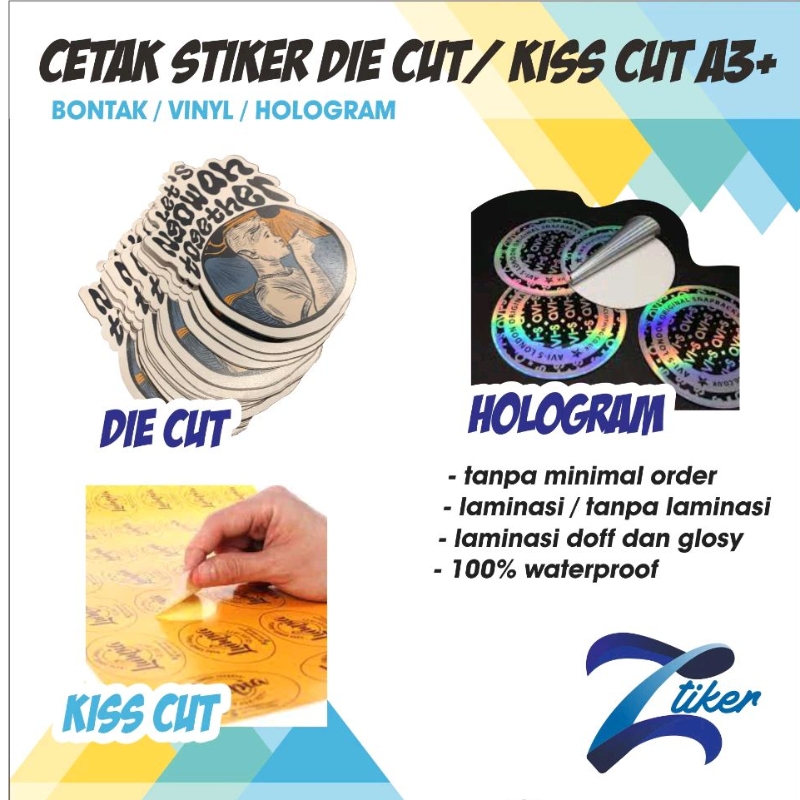 

Cetak Stiker A3+ / Cutting Putus Die/Kiss Cut/Hologram