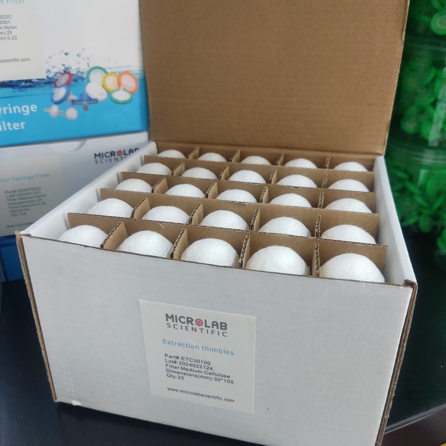Extraction Thimble 30 x 100mm, Cellulose / Ekstraksi Minyak, 25 pcs/box