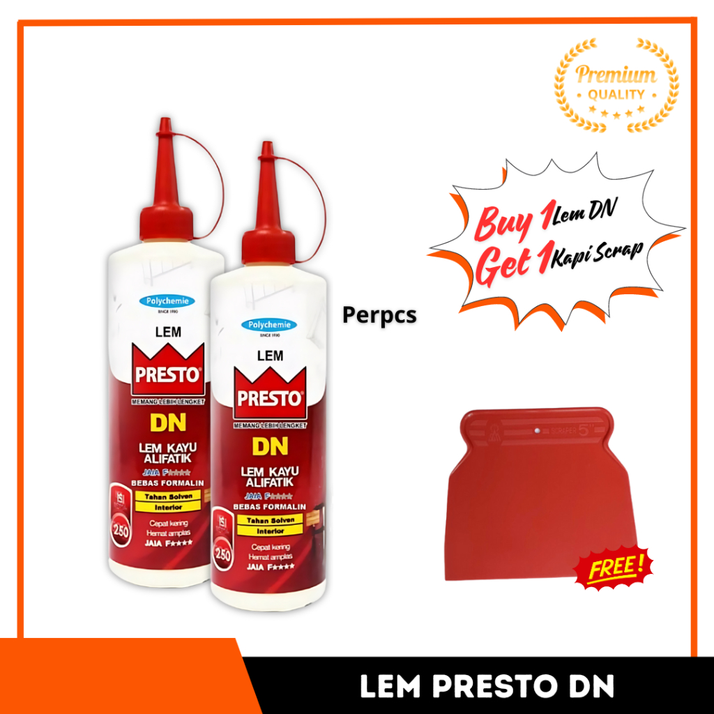 

LEM Kayu DN 600 Putih PRESTO Gram FREE Kapi 5 Inch Lem Multiplek Mebel Furniture Kuat Rekat Tukang Kayu Woodworker Bukan Lem HPL Tacosheet