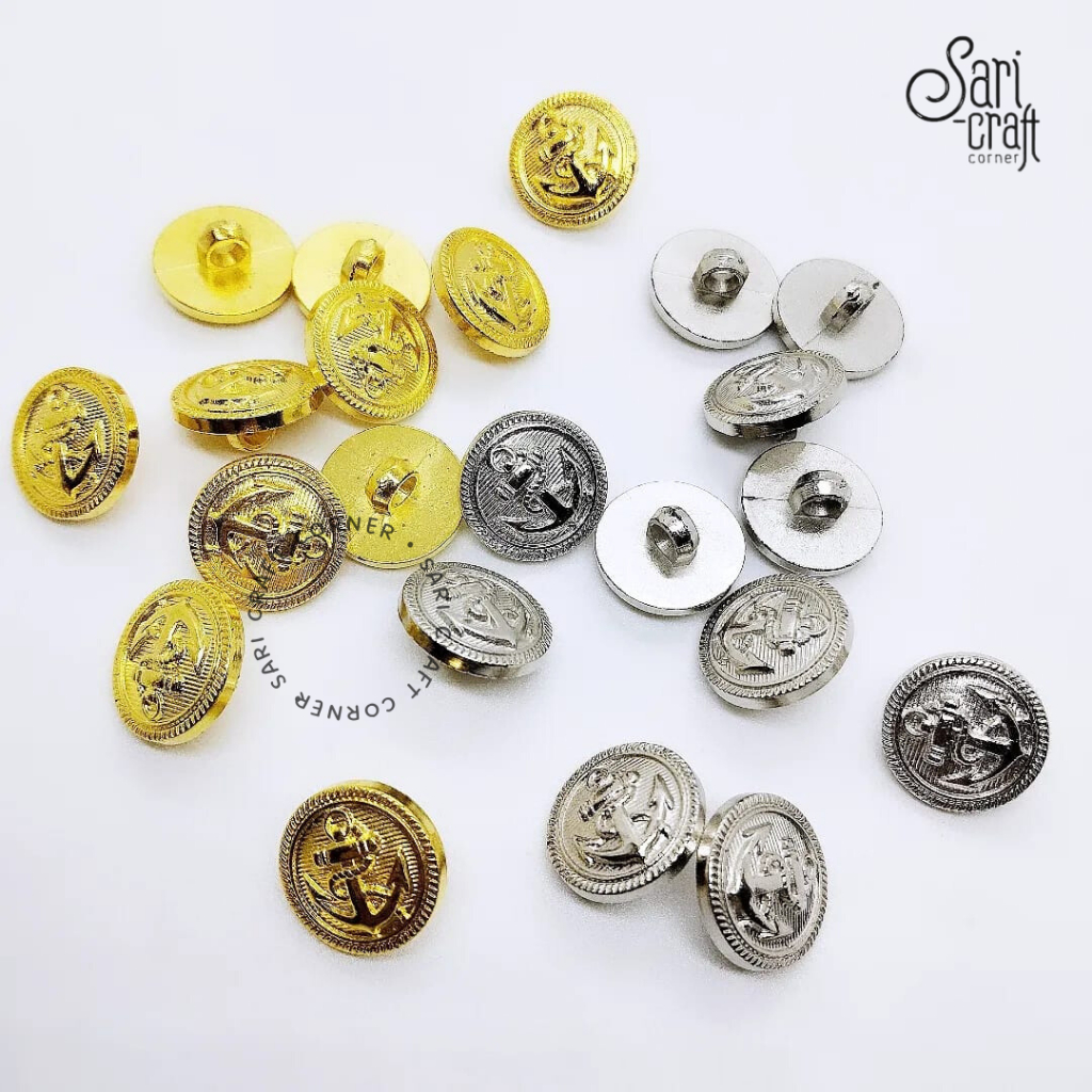 Kancing Hias Plastik Gold Silver - per Lusin